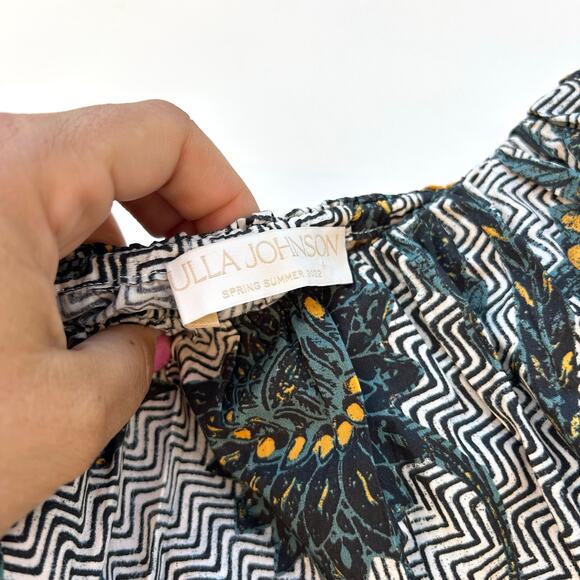 Ulla Johnson Amira Belted Midi Ruffle Dress 2 Portofino Off-The-Shoulder - Picture 9 of 13